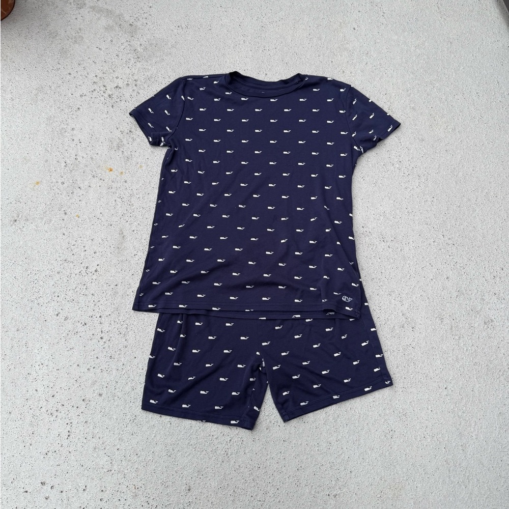 Vineyard Vines Dark Blue Whale Print Kids Pajama Set